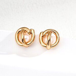 ✨ Artisan Original Pearl Knot Stud Earrings | S925 Gold Minimalist